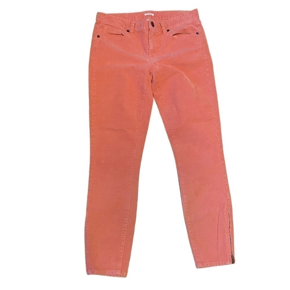 J. Crew corduroy Toothpick Pants Ankle Zipper size 28 coral